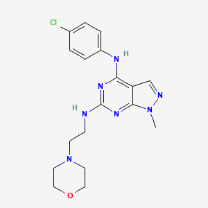 molecular formula C18H22ClN7O B2455884 N4-(4-chlorophenyl)-1-methyl-N6-(2-morpholinoethyl)-1H-pyrazolo[3,4-d]pyrimidine-4,6-diamine CAS No. 887213-07-2