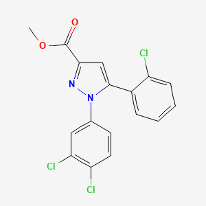 molecular formula C17H11Cl3N2O2 B2455887 methyl 5-(2-chlorophenyl)-1-(3,4-dichlorophenyl)-1H-pyrazole-3-carboxylate CAS No. 318256-25-6