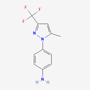 molecular formula C11H10F3N3 B2455919 4-[5-methyl-3-(trifluoromethyl)-1H-pyrazol-1-yl]aniline CAS No. 1006348-64-6
