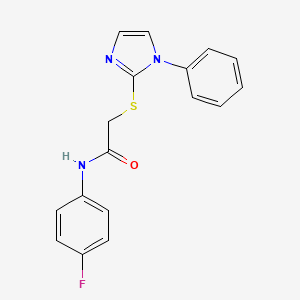 molecular formula C17H14FN3OS B2455920 N-(4-fluorophenyl)-2-[(1-phenyl-1H-imidazol-2-yl)sulfanyl]acetamide CAS No. 688335-24-2