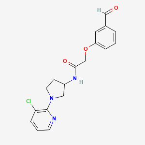 molecular formula C18H18ClN3O3 B2455928 N-[1-(3-Chloropyridin-2-yl)pyrrolidin-3-yl]-2-(3-formylphenoxy)acetamide CAS No. 2224211-63-4