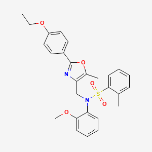 molecular formula C27H28N2O5S B2455929 N-{[2-(4-ethoxyphenyl)-5-methyl-1,3-oxazol-4-yl]methyl}-N-(2-methoxyphenyl)-2-methylbenzene-1-sulfonamide CAS No. 1251553-04-4