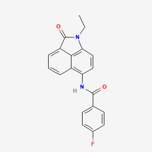 molecular formula C20H15FN2O2 B2455951 N-{2-ethyl-3-oxo-2-azatricyclo[6.3.1.0^{4,12}]dodeca-1(11),4(12),5,7,9-pentaen-9-yl}-4-fluorobenzamide CAS No. 313241-58-6