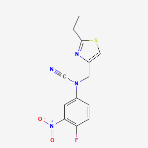 molecular formula C13H11FN4O2S B2455975 N-cyano-N-[(2-ethyl-1,3-thiazol-4-yl)methyl]-4-fluoro-3-nitroaniline CAS No. 1424331-72-5