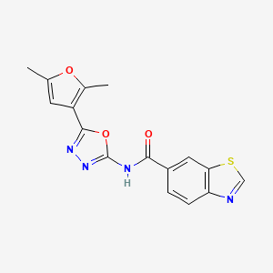 molecular formula C16H12N4O3S B2455982 N-[5-(2,5-dimethylfuran-3-yl)-1,3,4-oxadiazol-2-yl]-1,3-benzothiazole-6-carboxamide CAS No. 1251615-21-0