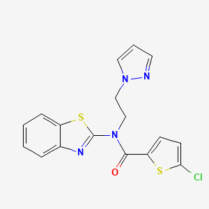 molecular formula C17H13ClN4OS2 B2455983 N-(1,3-benzothiazol-2-yl)-5-chloro-N-[2-(1H-pyrazol-1-yl)ethyl]thiophene-2-carboxamide CAS No. 1172276-60-6
