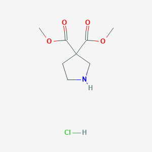 molecular formula C8H14ClNO4 B2456001 Dimethyl pyrrolidine-3,3-dicarboxylate;hydrochloride CAS No. 2375274-20-5