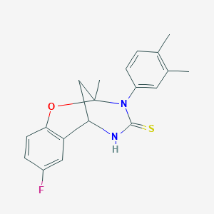 B2456037 3-(3,4-dimethylphenyl)-8-fluoro-2-methyl-5,6-dihydro-2H-2,6-methanobenzo[g][1,3,5]oxadiazocine-4(3H)-thione CAS No. 893790-01-7
