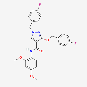 molecular formula C26H23F2N3O4 B2456038 N-(2,4-dimethoxyphenyl)-1-(4-fluorobenzyl)-3-((4-fluorobenzyl)oxy)-1H-pyrazole-4-carboxamide CAS No. 1013758-03-6