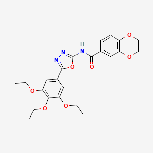 molecular formula C23H25N3O7 B2456047 N-[5-(3,4,5-triethoxyphenyl)-1,3,4-oxadiazol-2-yl]-2,3-dihydro-1,4-benzodioxine-6-carboxamide CAS No. 891128-04-4