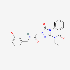 molecular formula C22H23N5O4 B2456063 2-{1,5-dioxo-4-propyl-1H,2H,4H,5H-[1,2,4]triazolo[4,3-a]quinazolin-2-yl}-N-[(3-methoxyphenyl)methyl]acetamide CAS No. 1242926-60-8