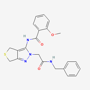 molecular formula C22H22N4O3S B2456114 N-{2-[(benzylcarbamoyl)methyl]-2H,4H,6H-thieno[3,4-c]pyrazol-3-yl}-2-methoxybenzamide CAS No. 1105249-23-7