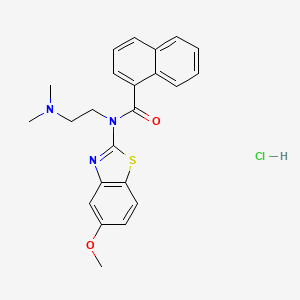 molecular formula C23H24ClN3O2S B2456129 N-(2-(dimethylamino)ethyl)-N-(5-methoxybenzo[d]thiazol-2-yl)-1-naphthamide hydrochloride CAS No. 1215684-29-9