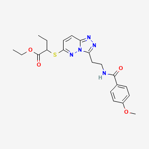 molecular formula C21H25N5O4S B2456132 Ethyl 2-((3-(2-(4-methoxybenzamido)ethyl)-[1,2,4]triazolo[4,3-b]pyridazin-6-yl)thio)butanoate CAS No. 872996-33-3