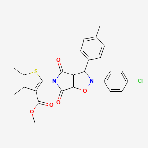 molecular formula C26H23ClN2O5S B2456149 methyl 2-[2-(4-chlorophenyl)-3-(4-methylphenyl)-4,6-dioxo-hexahydro-2H-pyrrolo[3,4-d][1,2]oxazol-5-yl]-4,5-dimethylthiophene-3-carboxylate CAS No. 1023515-29-8