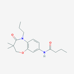 molecular formula C18H26N2O3 B2456167 N-(3,3-dimethyl-4-oxo-5-propyl-2,3,4,5-tetrahydro-1,5-benzoxazepin-8-yl)butanamide CAS No. 921525-41-9
