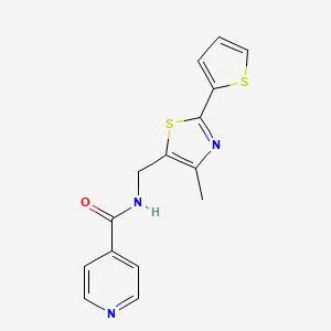 molecular formula C15H13N3OS2 B2456169 N-((4-methyl-2-(thiophen-2-yl)thiazol-5-yl)methyl)isonicotinamide CAS No. 1421508-91-9