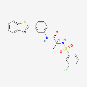 molecular formula C22H18ClN3O3S2 B2456179 N-(3-(benzo[d]thiazol-2-yl)phenyl)-2-(3-chlorophenylsulfonamido)propanamide CAS No. 1009544-84-6