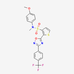 molecular formula C21H16F3N3O4S2 B2456180 N-(4-methoxyphenyl)-N-methyl-2-{3-[4-(trifluoromethyl)phenyl]-1,2,4-oxadiazol-5-yl}thiophene-3-sulfonamide CAS No. 1207030-64-5