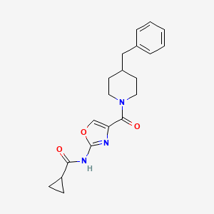 molecular formula C20H23N3O3 B2456187 N-[4-(4-benzylpiperidine-1-carbonyl)-1,3-oxazol-2-yl]cyclopropanecarboxamide CAS No. 1351641-51-4