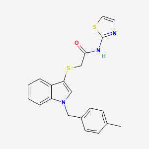B2456196 2-((1-(4-methylbenzyl)-1H-indol-3-yl)thio)-N-(thiazol-2-yl)acetamide CAS No. 681276-84-6