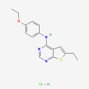 molecular formula C16H18ClN3OS B2456248 N-(4-ethoxyphenyl)-6-ethylthieno[2,3-d]pyrimidin-4-amine hydrochloride CAS No. 1215736-97-2