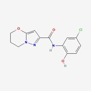 molecular formula C13H12ClN3O3 B2456274 N-(5-chloro-2-hydroxyphenyl)-6,7-dihydro-5H-pyrazolo[5,1-b][1,3]oxazine-2-carboxamide CAS No. 1421472-30-1