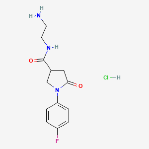 molecular formula C13H17ClFN3O2 B2456283 N-(2-Aminoethyl)-1-(4-fluorophenyl)-5-oxopyrrolidine-3-carboxamide;hydrochloride CAS No. 1797002-70-0