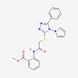 molecular formula C22H19N5O3S B2456301 methyl 2-(2-{[5-phenyl-4-(1H-pyrrol-1-yl)-4H-1,2,4-triazol-3-yl]sulfanyl}acetamido)benzoate CAS No. 896297-00-0
