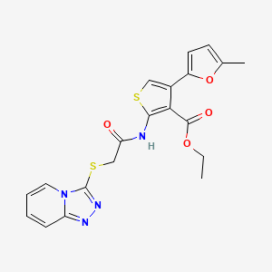 molecular formula C20H18N4O4S2 B2456329 ETHYL 4-(5-METHYLFURAN-2-YL)-2-(2-{[1,2,4]TRIAZOLO[4,3-A]PYRIDIN-3-YLSULFANYL}ACETAMIDO)THIOPHENE-3-CARBOXYLATE CAS No. 380453-63-4