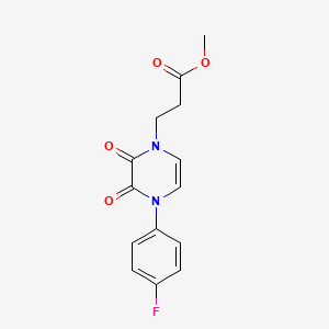 molecular formula C14H13FN2O4 B2456357 Methyl 3-[4-(4-fluorophenyl)-2,3-dioxopyrazin-1-yl]propanoate CAS No. 2379975-17-2