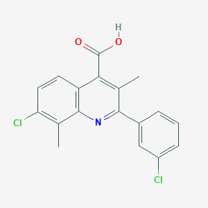 molecular formula C18H13Cl2NO2 B2456364 7-Chloro-2-(3-chlorophenyl)-3,8-dimethylquinoline-4-carboxylic acid CAS No. 862785-61-3