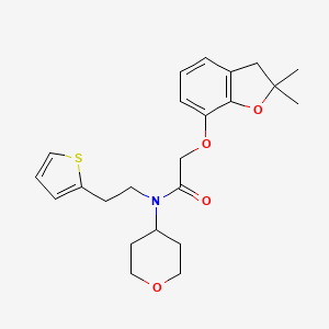 2-((2,2-dimethyl-2,3-dihydrobenzofuran-7-yl)oxy)-N-(tetrahydro-2H-pyran-4-yl)-N-(2-(thiophen-2-yl)ethyl)acetamide