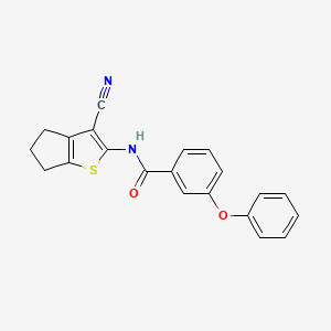 molecular formula C21H16N2O2S B2456388 N-(3-cyano-5,6-dihydro-4H-cyclopenta[b]thiophen-2-yl)-3-phenoxybenzamide CAS No. 313662-38-3