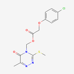 molecular formula C14H14ClN3O4S B2456487 (6-methyl-3-(methylthio)-5-oxo-1,2,4-triazin-4(5H)-yl)methyl 2-(4-chlorophenoxy)acetate CAS No. 877648-41-4