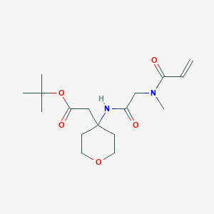 molecular formula C17H28N2O5 B2456514 Tert-butyl 2-[4-[[2-[methyl(prop-2-enoyl)amino]acetyl]amino]oxan-4-yl]acetate CAS No. 2361797-96-6