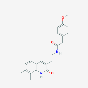 molecular formula C23H26N2O3 B2456530 N-[2-(7,8-dimethyl-2-oxo-1,2-dihydroquinolin-3-yl)ethyl]-2-(4-ethoxyphenyl)acetamide CAS No. 851408-34-9