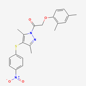 B2456555 1-[3,5-Dimethyl-4-(4-nitrophenyl)sulfanylpyrazol-1-yl]-2-(2,4-dimethylphenoxy)ethanone CAS No. 1001785-86-9