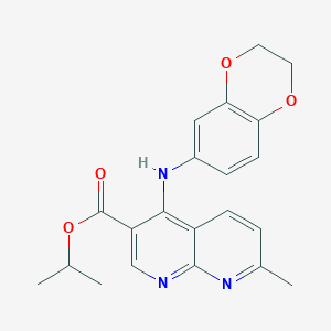 molecular formula C21H21N3O4 B2456597 Propan-2-yl 4-[(2,3-dihydro-1,4-benzodioxin-6-yl)amino]-7-methyl-1,8-naphthyridine-3-carboxylate CAS No. 1251569-10-4