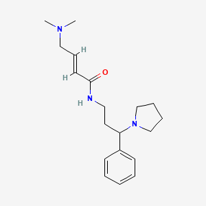 (E)-4-(Dimethylamino)-N-(3-phenyl-3-pyrrolidin-1-ylpropyl)but-2-enamide