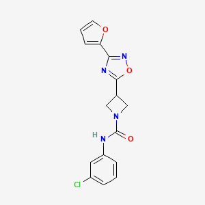 molecular formula C16H13ClN4O3 B2456684 N-(3-Chlorophenyl)-3-[3-(furan-2-YL)-1,2,4-oxadiazol-5-YL]azetidine-1-carboxamide CAS No. 1428362-44-0