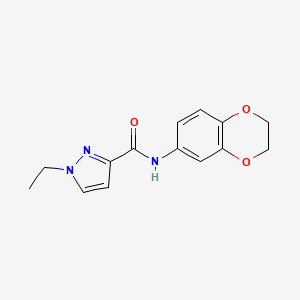 molecular formula C14H15N3O3 B2456690 N-(2,3-二氢-1,4-苯并二氧杂环[6.6.6]十一烯-6-基)-1-乙基吡唑-3-甲酰胺 CAS No. 492423-53-7