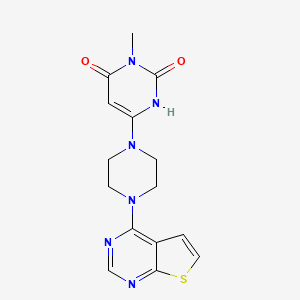 3-methyl-6-(4-(thieno[2,3-d]pyrimidin-4-yl)piperazin-1-yl)pyrimidine-2,4(1H,3H)-dione