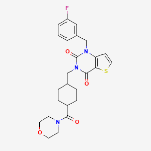 1-(3-fluorobenzyl)-3-((4-(morpholine-4-carbonyl)cyclohexyl)methyl)thieno[3,2-d]pyrimidine-2,4(1H,3H)-dione