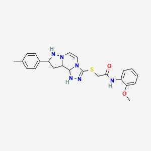N-(2-methoxyphenyl)-2-{[11-(4-methylphenyl)-3,4,6,9,10-pentaazatricyclo[7.3.0.0^{2,6}]dodeca-1(12),2,4,7,10-pentaen-5-yl]sulfanyl}acetamide
