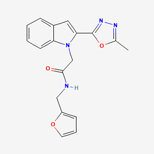molecular formula C18H16N4O3 B2456714 N-(furan-2-ylmethyl)-2-(2-(5-methyl-1,3,4-oxadiazol-2-yl)-1H-indol-1-yl)acetamide CAS No. 955618-50-5
