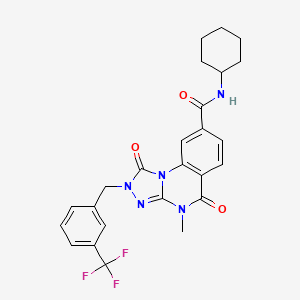 molecular formula C25H24F3N5O3 B2456726 N-cyclohexyl-4-methyl-1,5-dioxo-2-{[3-(trifluoromethyl)phenyl]methyl}-1H,2H,4H,5H-[1,2,4]triazolo[4,3-a]quinazoline-8-carboxamide CAS No. 1105228-12-3