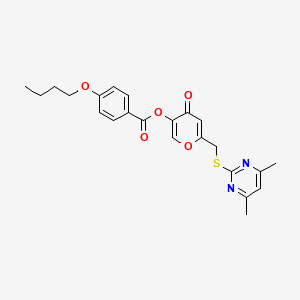 6-(((4,6-dimethylpyrimidin-2-yl)thio)methyl)-4-oxo-4H-pyran-3-yl 4-butoxybenzoate