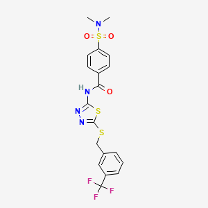molecular formula C19H17F3N4O3S3 B2456735 4-(dimethylsulfamoyl)-N-[5-({[3-(trifluoromethyl)phenyl]methyl}sulfanyl)-1,3,4-thiadiazol-2-yl]benzamide CAS No. 392302-40-8