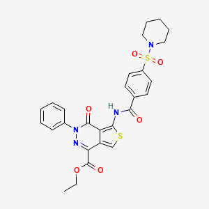 Ethyl 4-oxo-3-phenyl-5-(4-(piperidin-1-ylsulfonyl)benzamido)-3,4-dihydrothieno[3,4-d]pyridazine-1-carboxylate